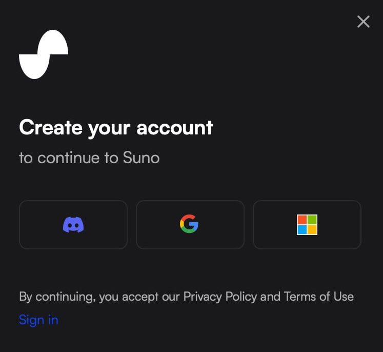 Suno AI Tool registration options