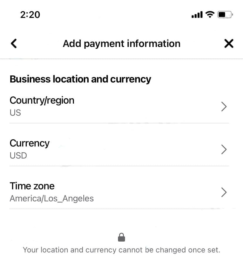 add payment information 