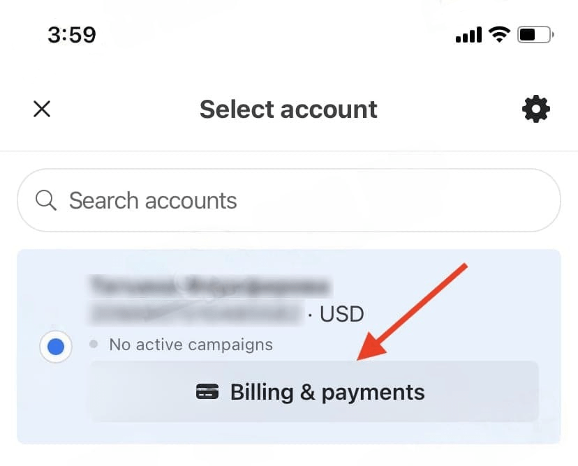 "Billing & payments" page