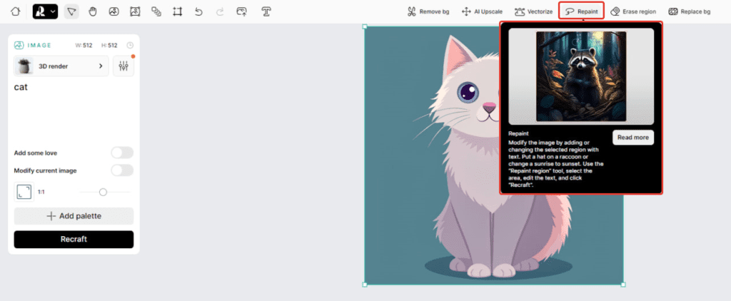 recraft ai interface