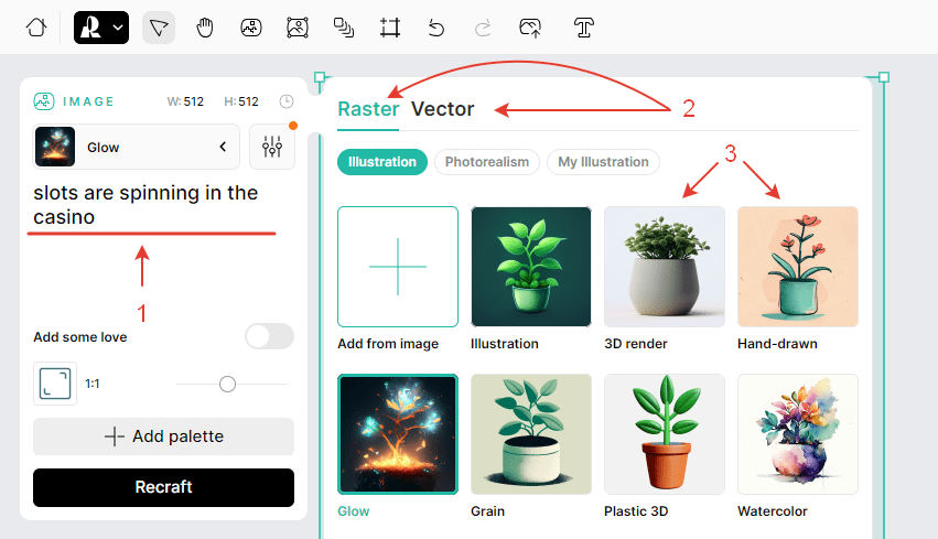 recraft AI interface example