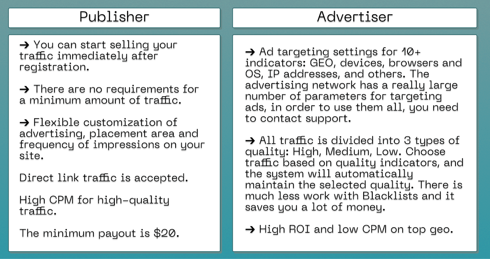 Service Advantages HilltopAds