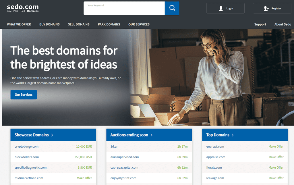 sedo main page