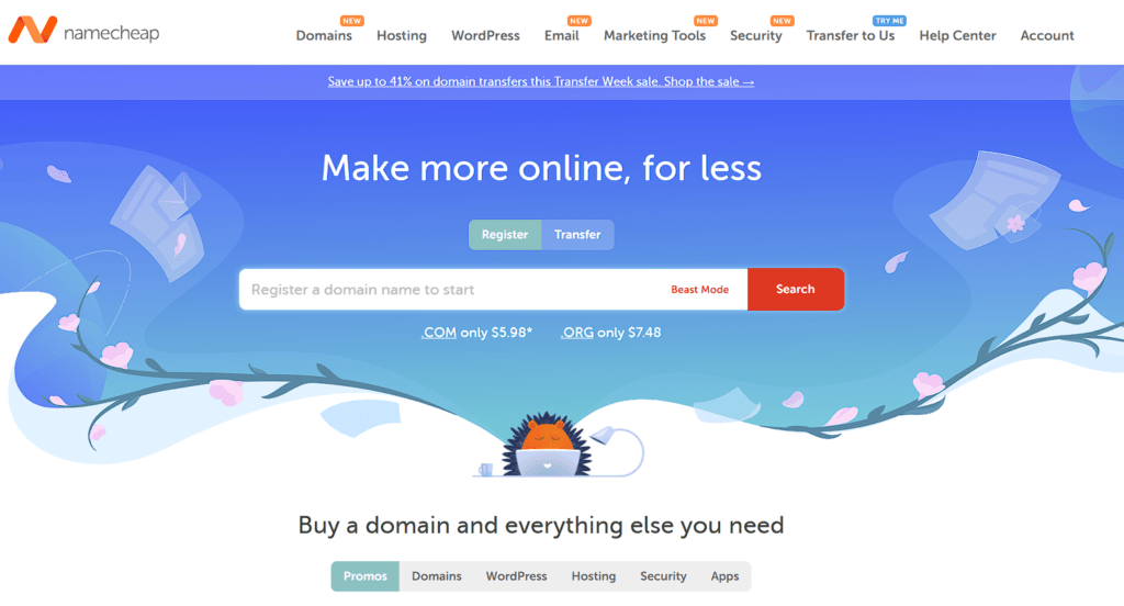 How To Sell a Domain Name: 6 Easy Steps + 8 Places to Sell Domains 10 namecheap main page