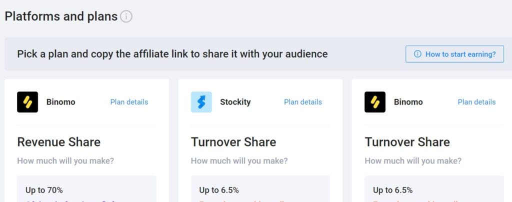 platforms and plans in affiliate top 
