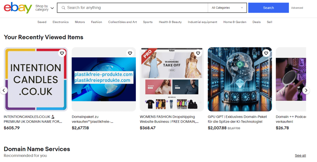 How To Sell a Domain Name: 6 Easy Steps + 8 Places to Sell Domains 11 ebay main page