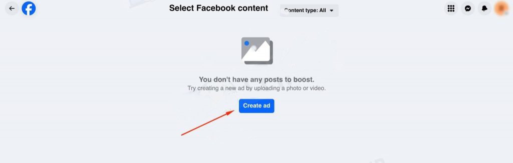 'create ad' button