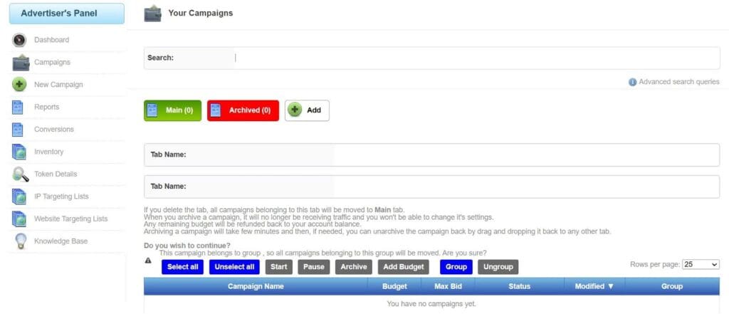 campaigns section