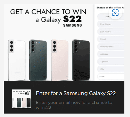 Sweepstake email collection example