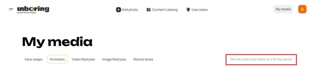 "my media" section