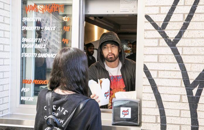 At the opening of the restaurant Eminem personally delivered orders