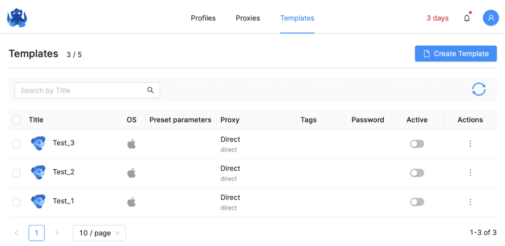 templates section