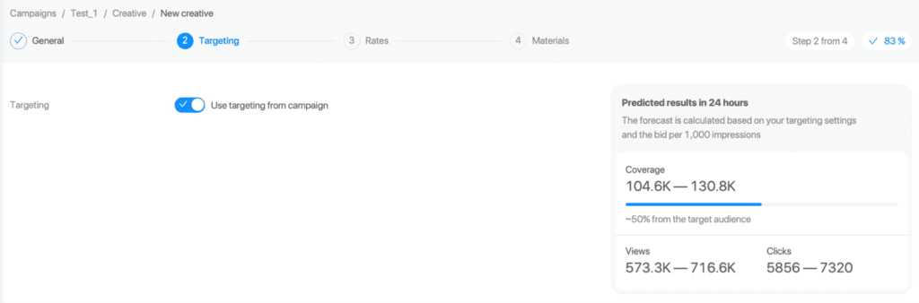 selecting targeting for creatives