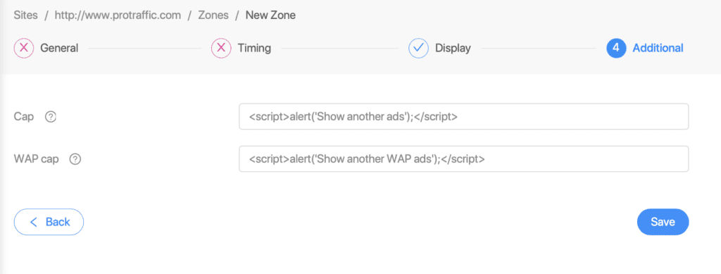 additional settings for a new ad
