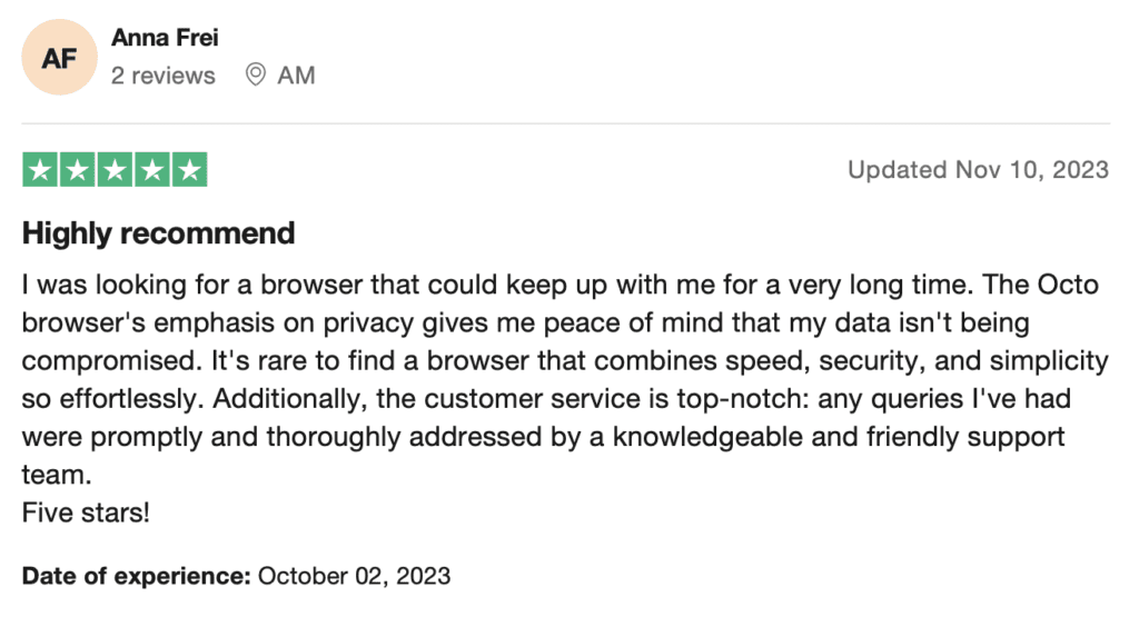 user review on octo browser