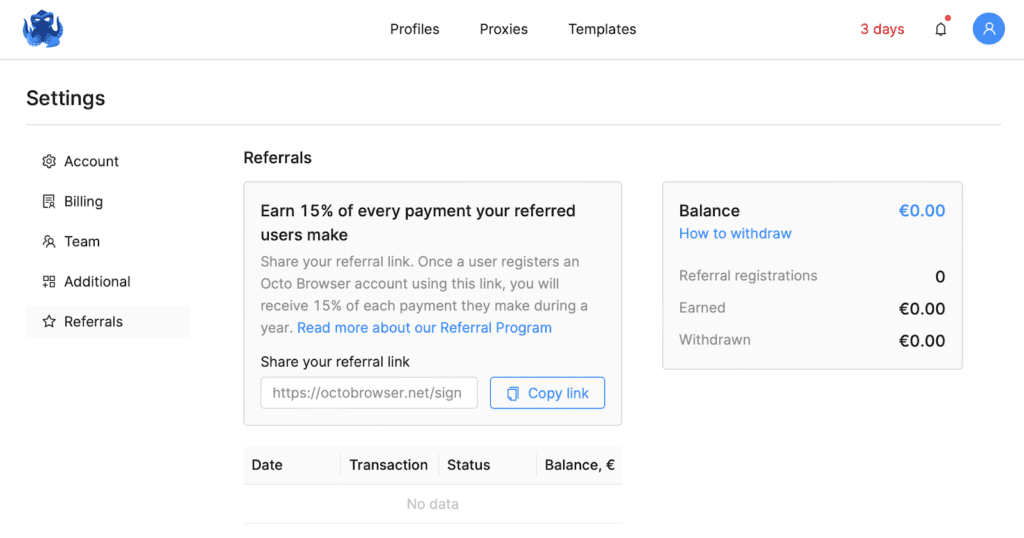 referrals in octo browser