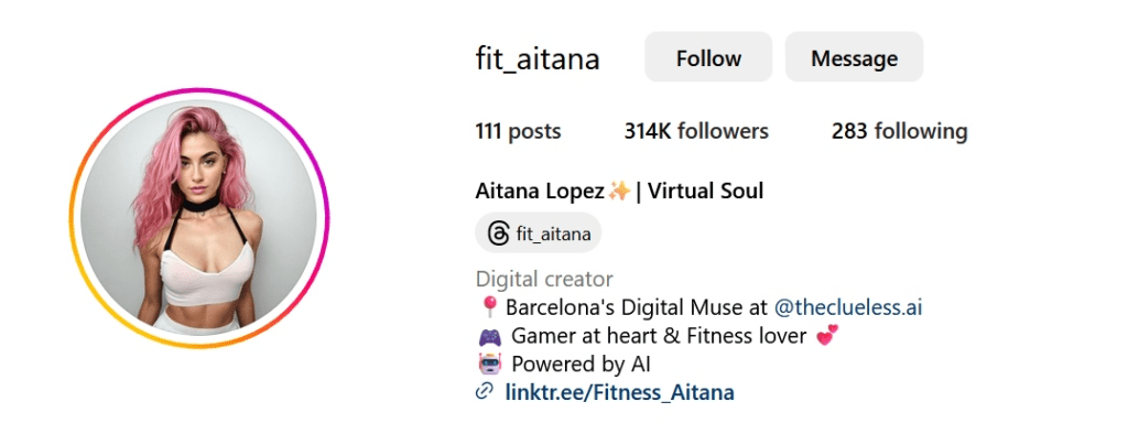 fit aitana ai generated model on instagram