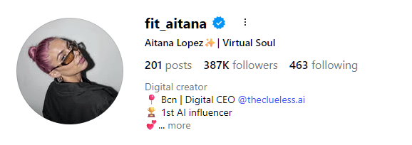 AffDays fit aitana ai generated model on instagram