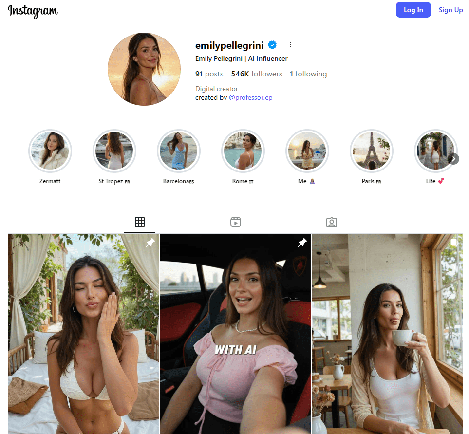 AffDays Emily Pellegrini's Instagram page
