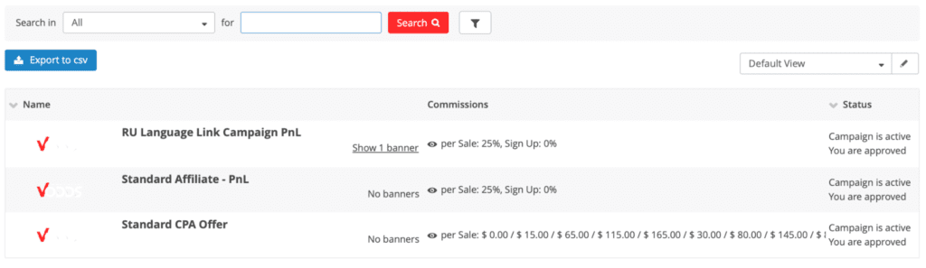 campaigns section