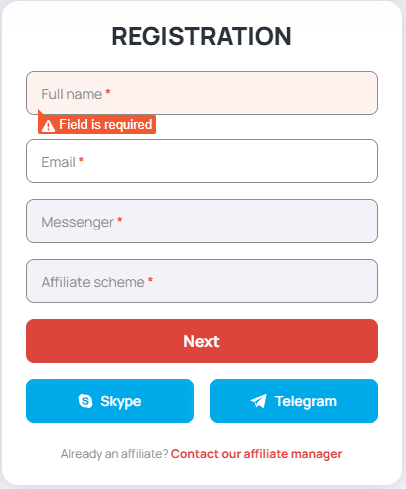 registration form