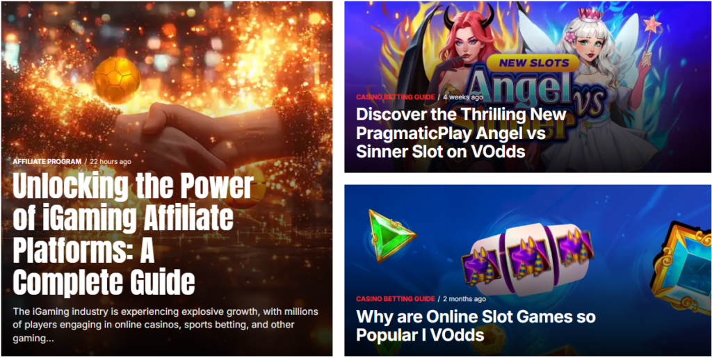a blog page on vodds website