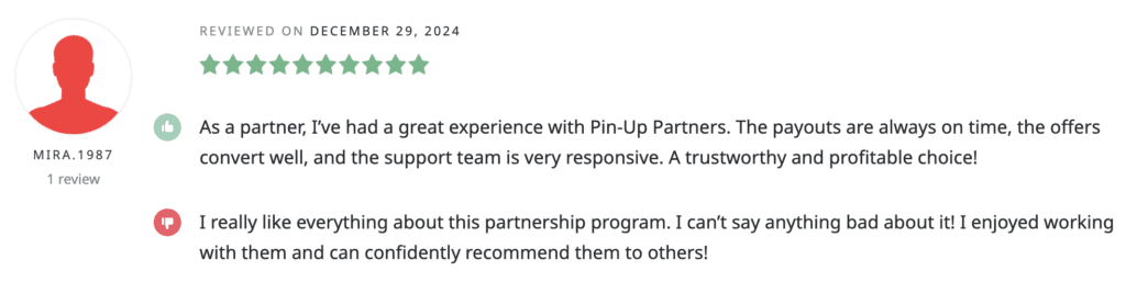 another user review of pin-up partners