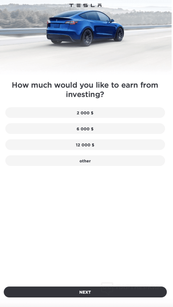 The example of a quiz landing page