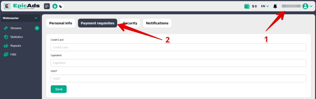 The 'Payouts' section.