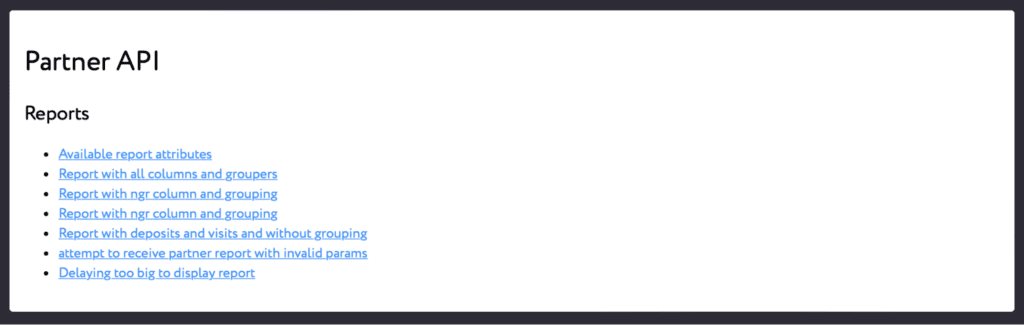 The "Partner API" tab