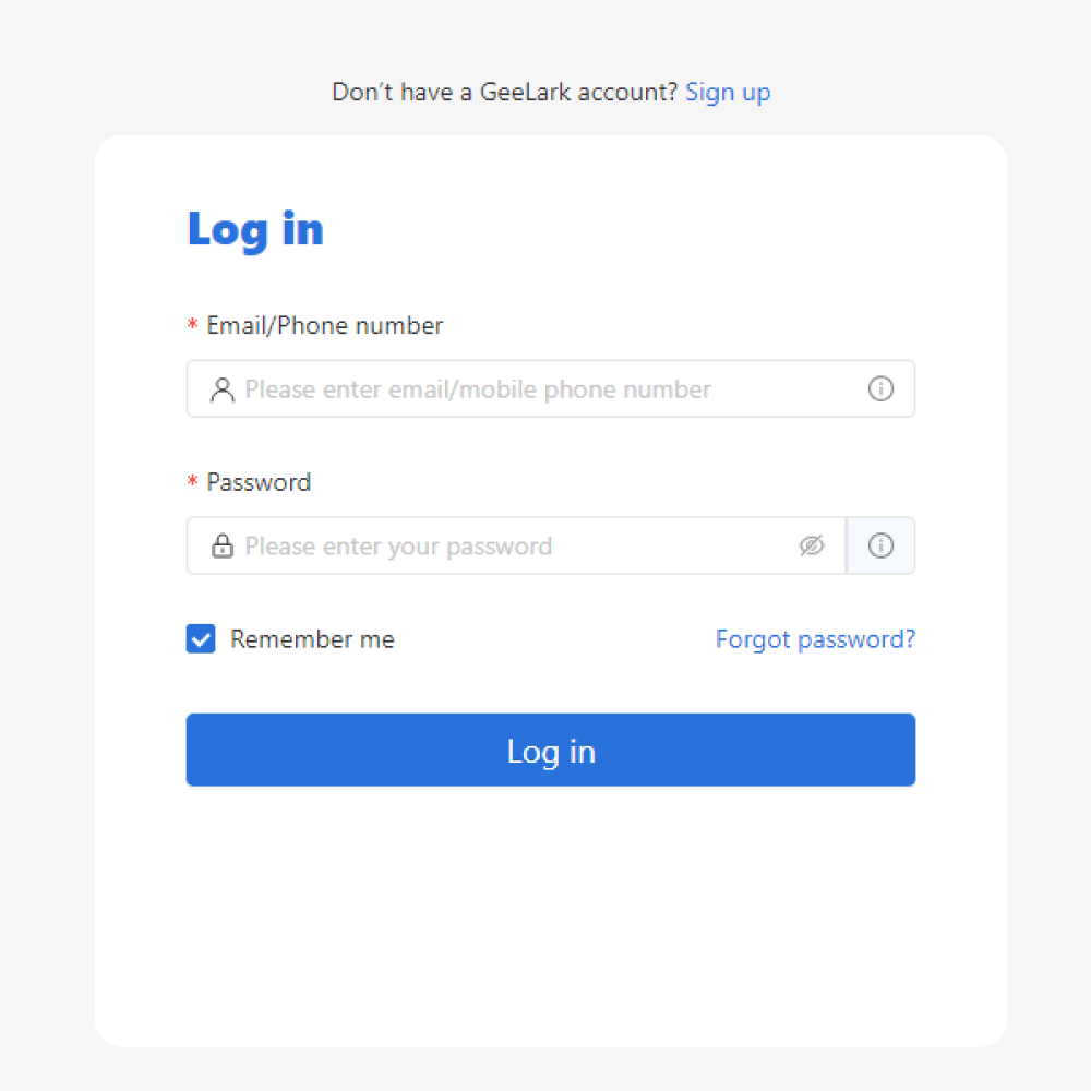The page for logging in or signing up