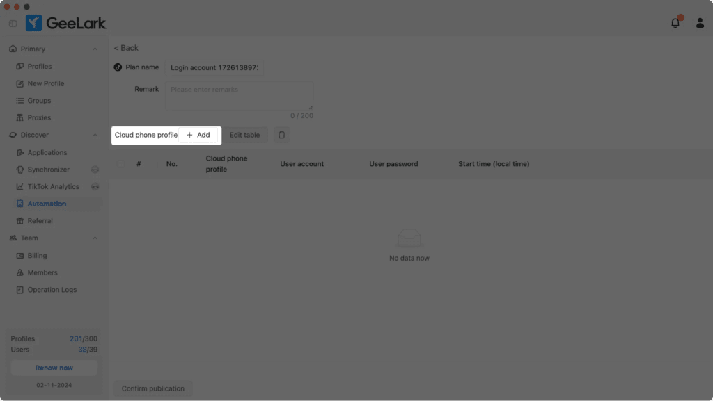 Setting up the automation