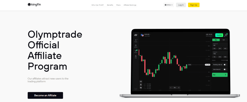 The homepage of Kingfin