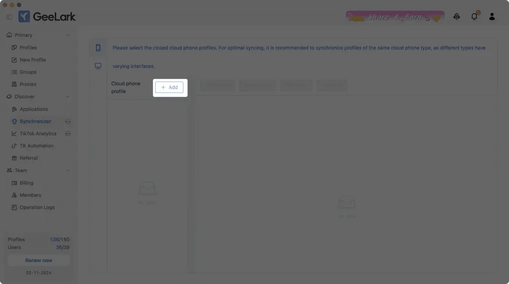 The "Synchronizer" tab