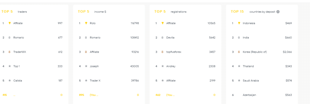 The top traders of Affiland: Revenue Ride