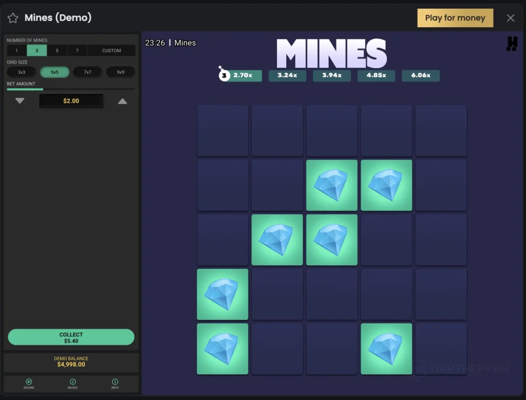 a demo game called Mines