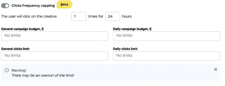 The settings of the advertising campaign