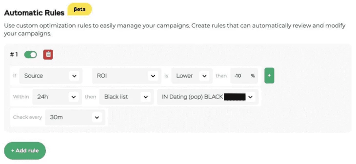 the automatic rules to control ROI