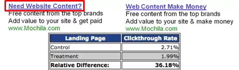 The example of a question formula used in the ad