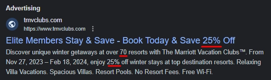 The use of numbers in the description