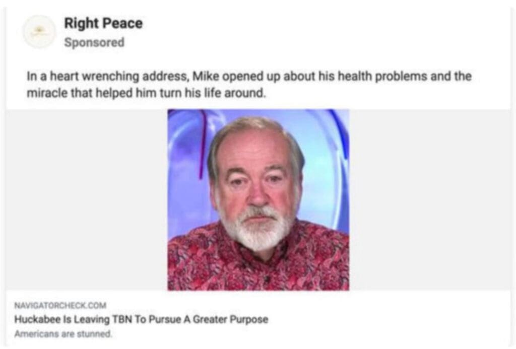 a facebook ad featuring huckabee