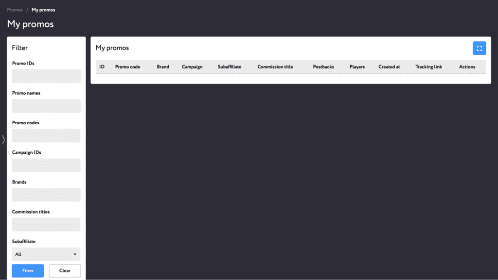 my promos tab