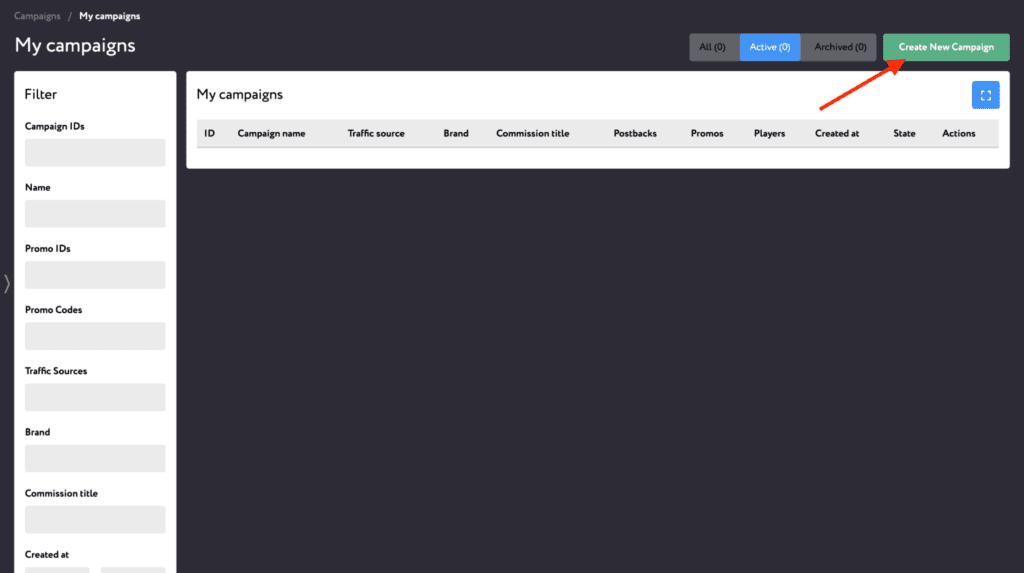 my campaigns tab