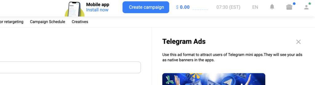 creating a campaign in the dashboard
