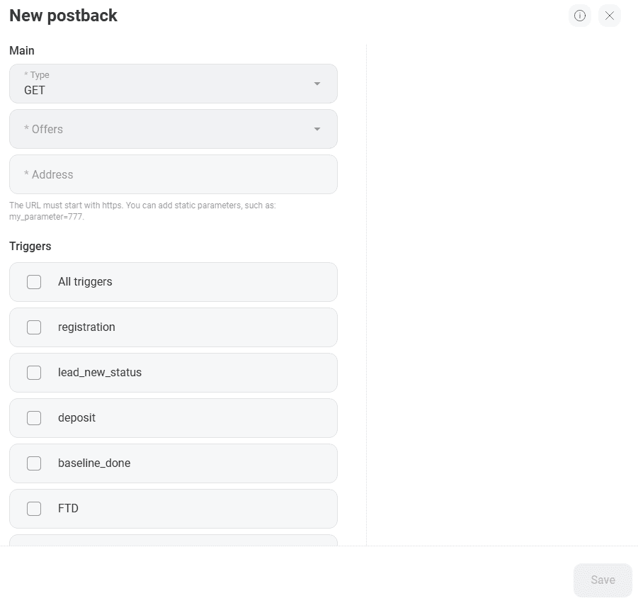 new postback setup process