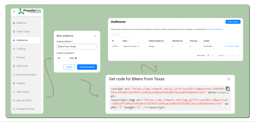 setting up retargeting in propellerads