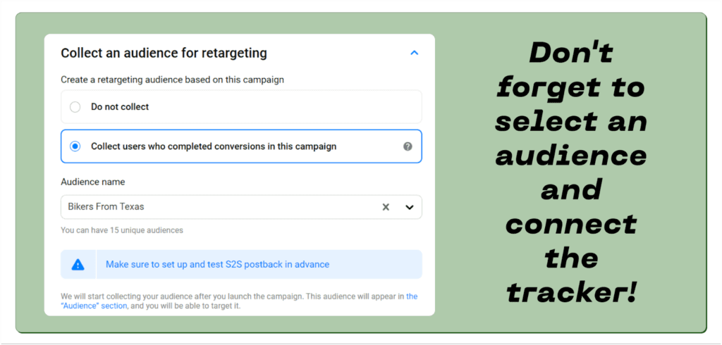 collecting an audience for regargeting