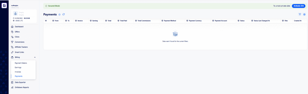 AffDays billing page
