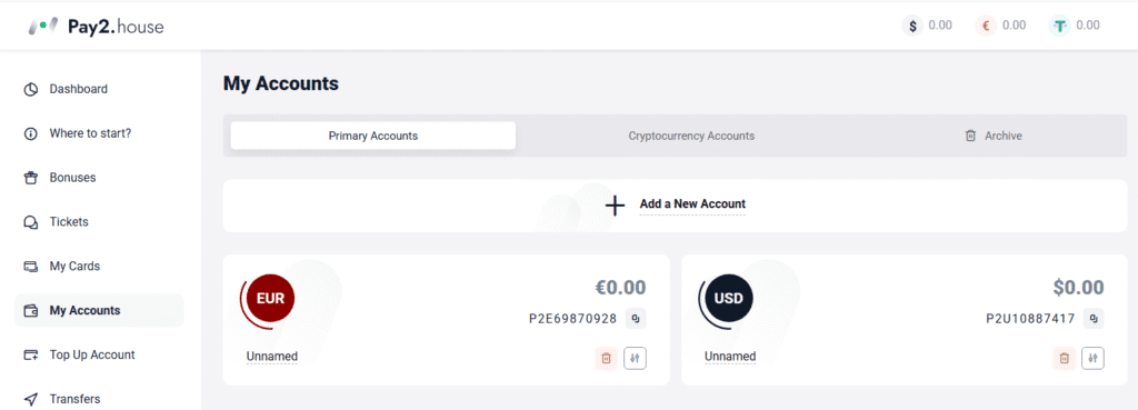 AffDays my accounts section of the dashboard
