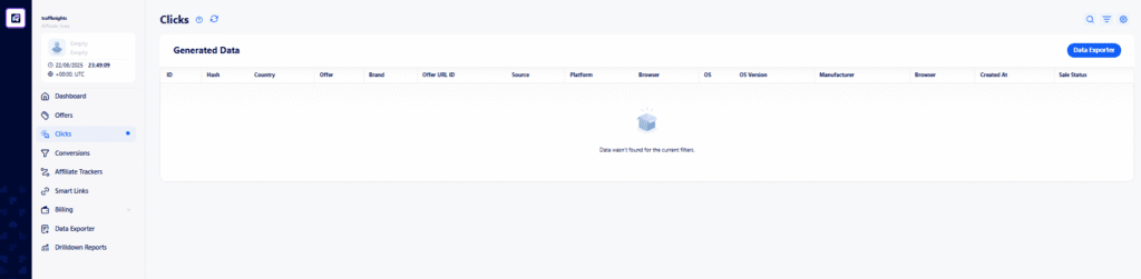 AffDays a section where you can see all clicks on your affiliate links